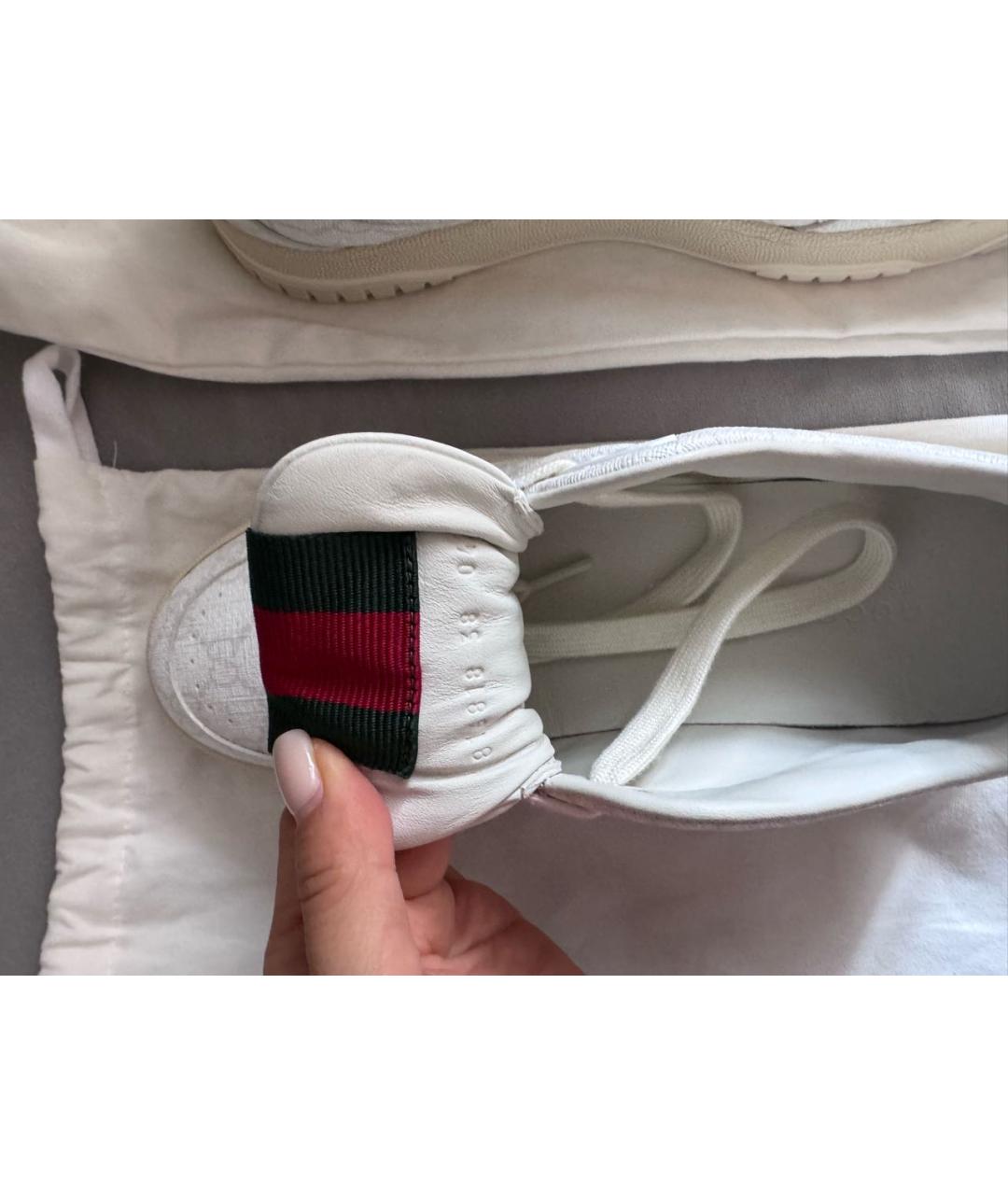 GUCCI Белые кожаные кеды, фото 4