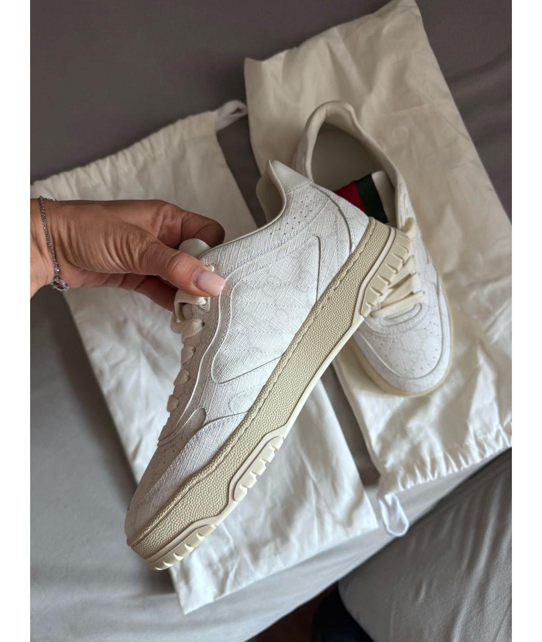 GUCCI Белые кожаные кеды, фото 2