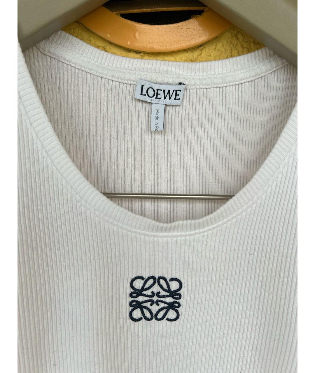 LOEWE Белая хлопко-эластановая майка, фото 3