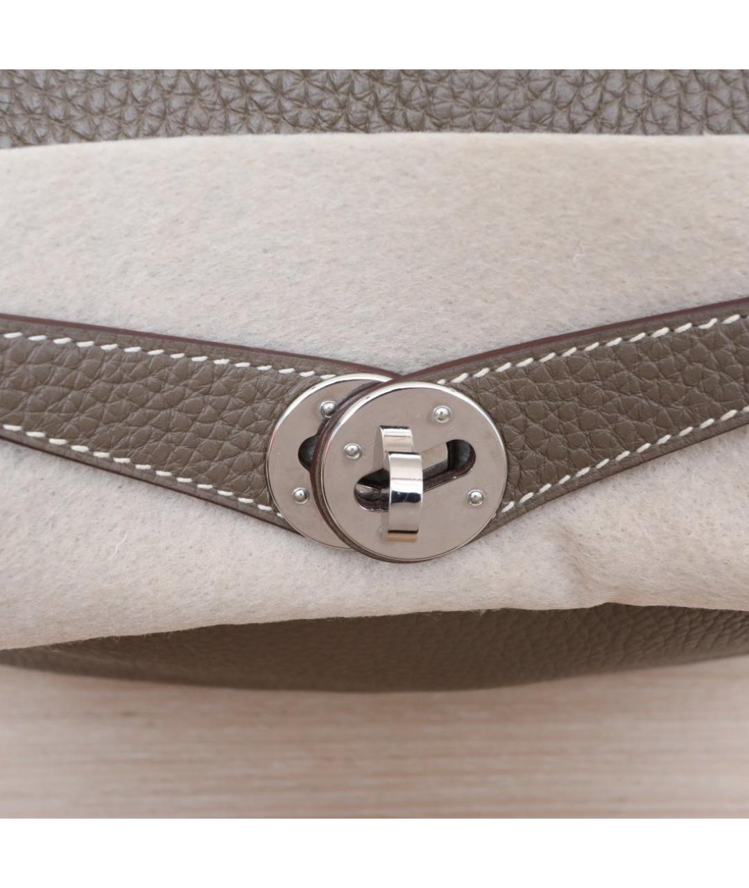HERMES Серая кожаная сумка тоут, фото 6
