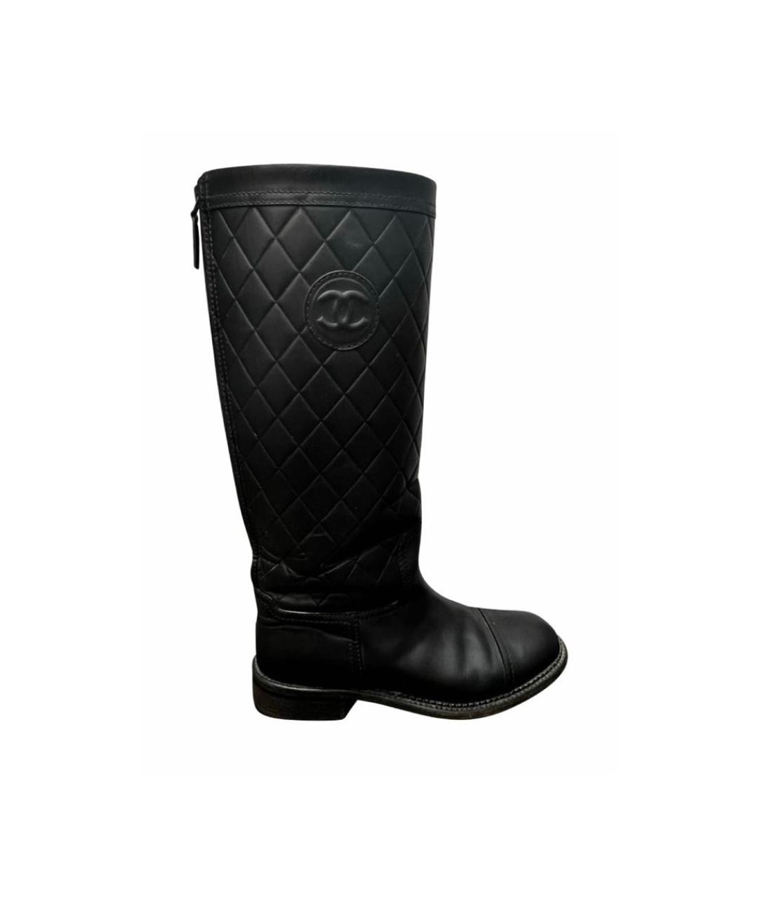 CHANEL Черные кожаные сапоги, фото 6