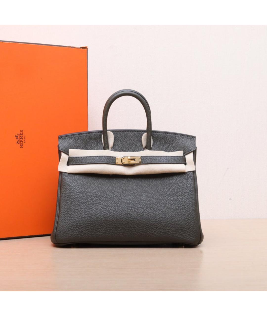 HERMES Зеленая кожаная сумка тоут, фото 2