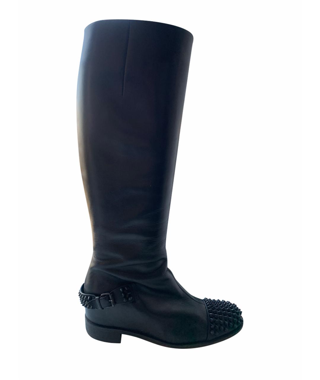 CHRISTIAN LOUBOUTIN Черные кожаные сапоги, фото 1