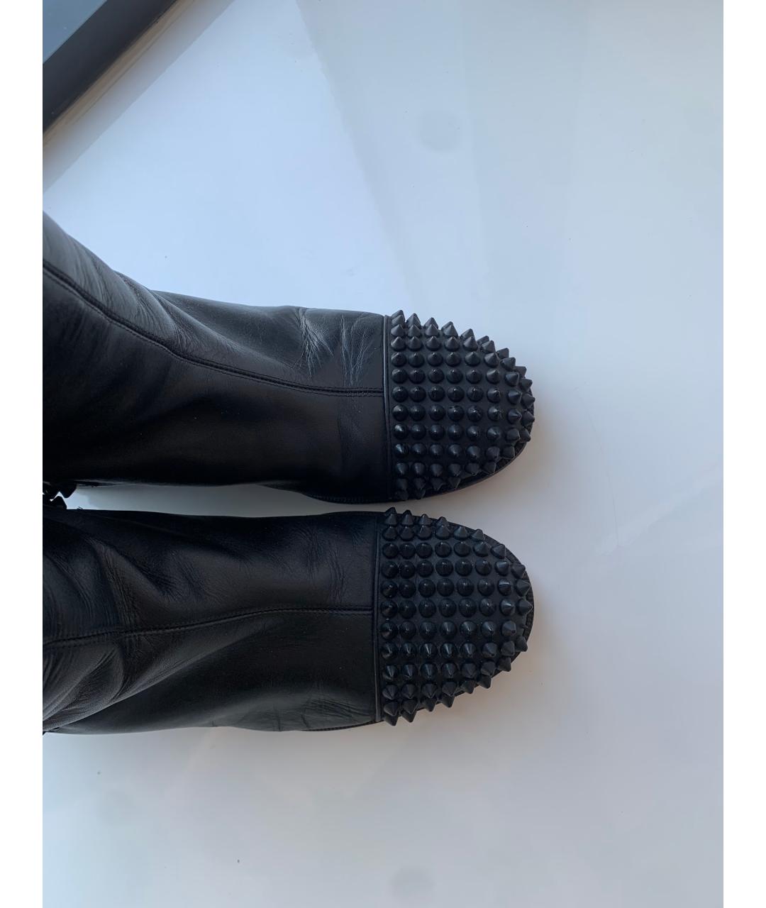 CHRISTIAN LOUBOUTIN Черные кожаные сапоги, фото 3