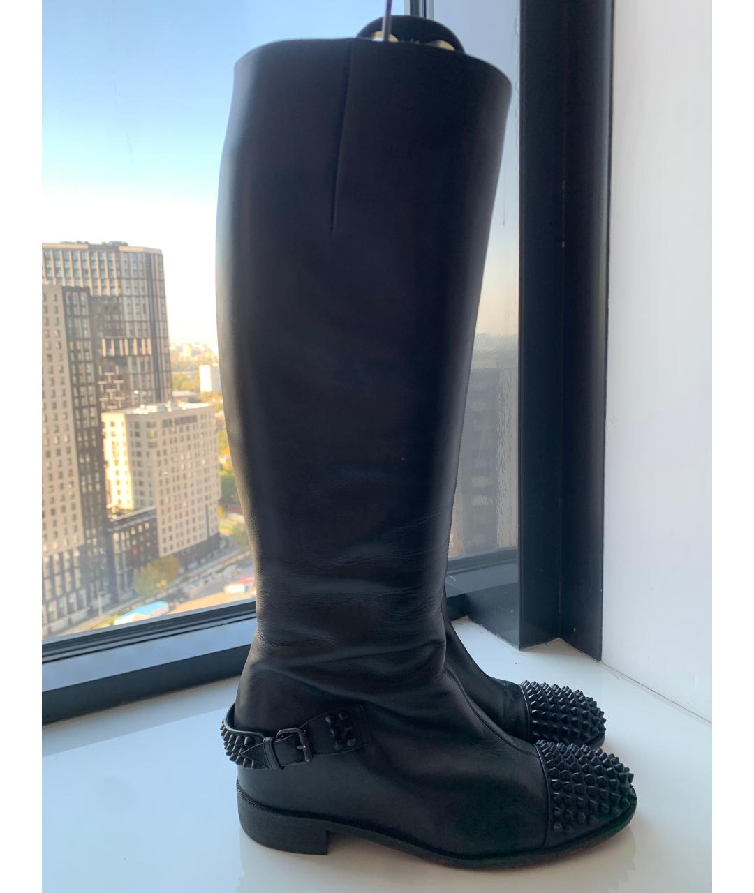 CHRISTIAN LOUBOUTIN Черные кожаные сапоги, фото 6