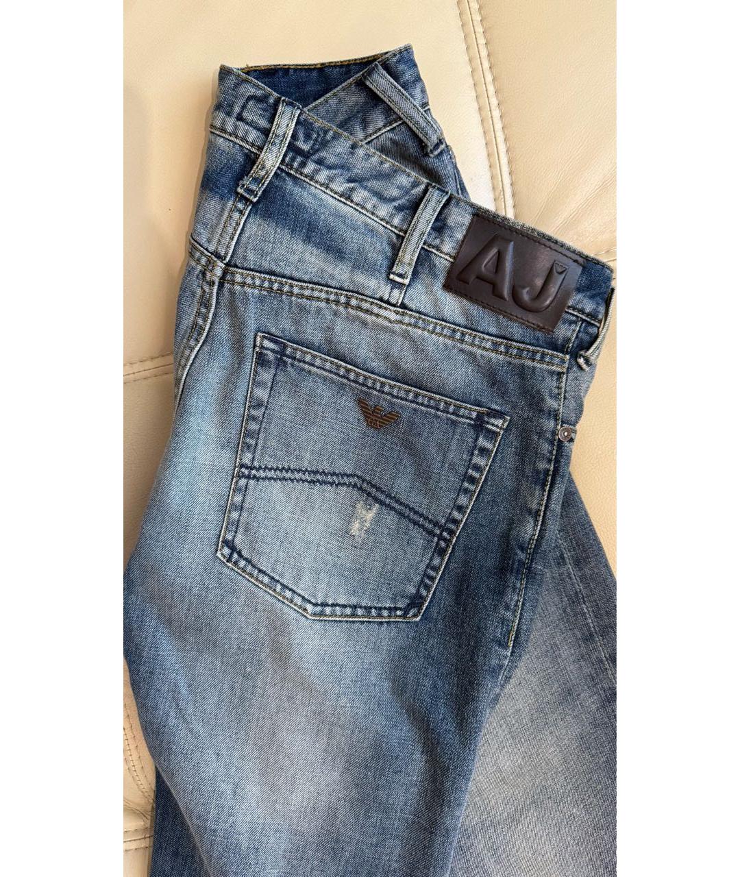 ARMANI JEANS Темно-синие хлопковые прямые джинсы, фото 4
