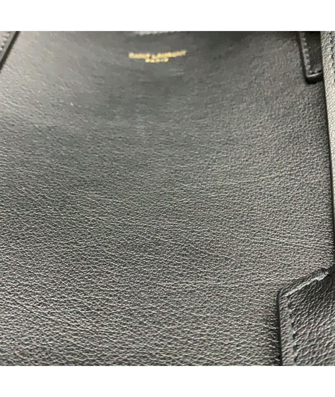 SAINT LAURENT Черная кожаная сумка тоут, фото 7