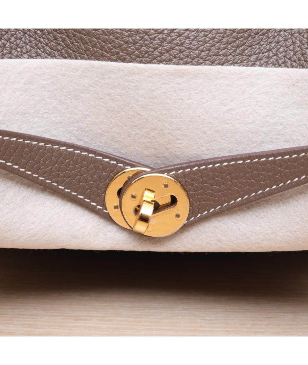 HERMES Коричневая кожаная сумка тоут, фото 8