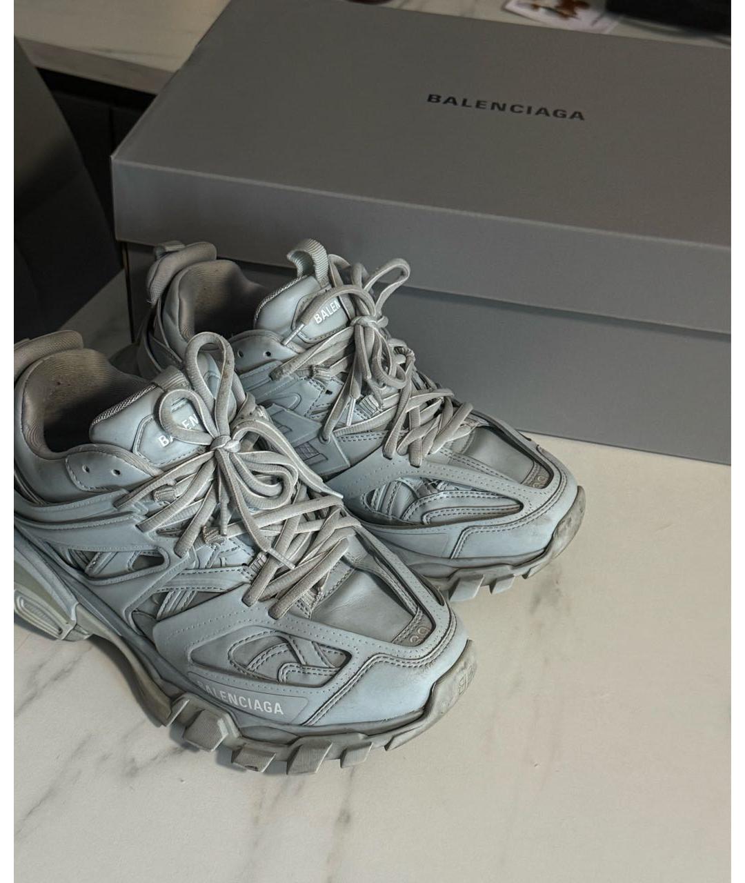 BALENCIAGA Голубые кроссовки из искусственной кожи, фото 5