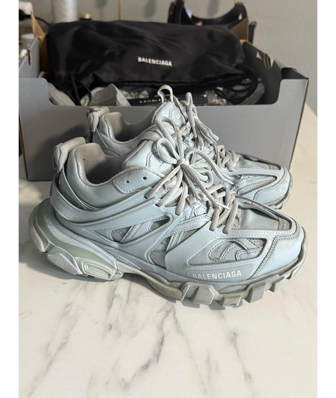 BALENCIAGA Голубые кроссовки из искусственной кожи, фото 9