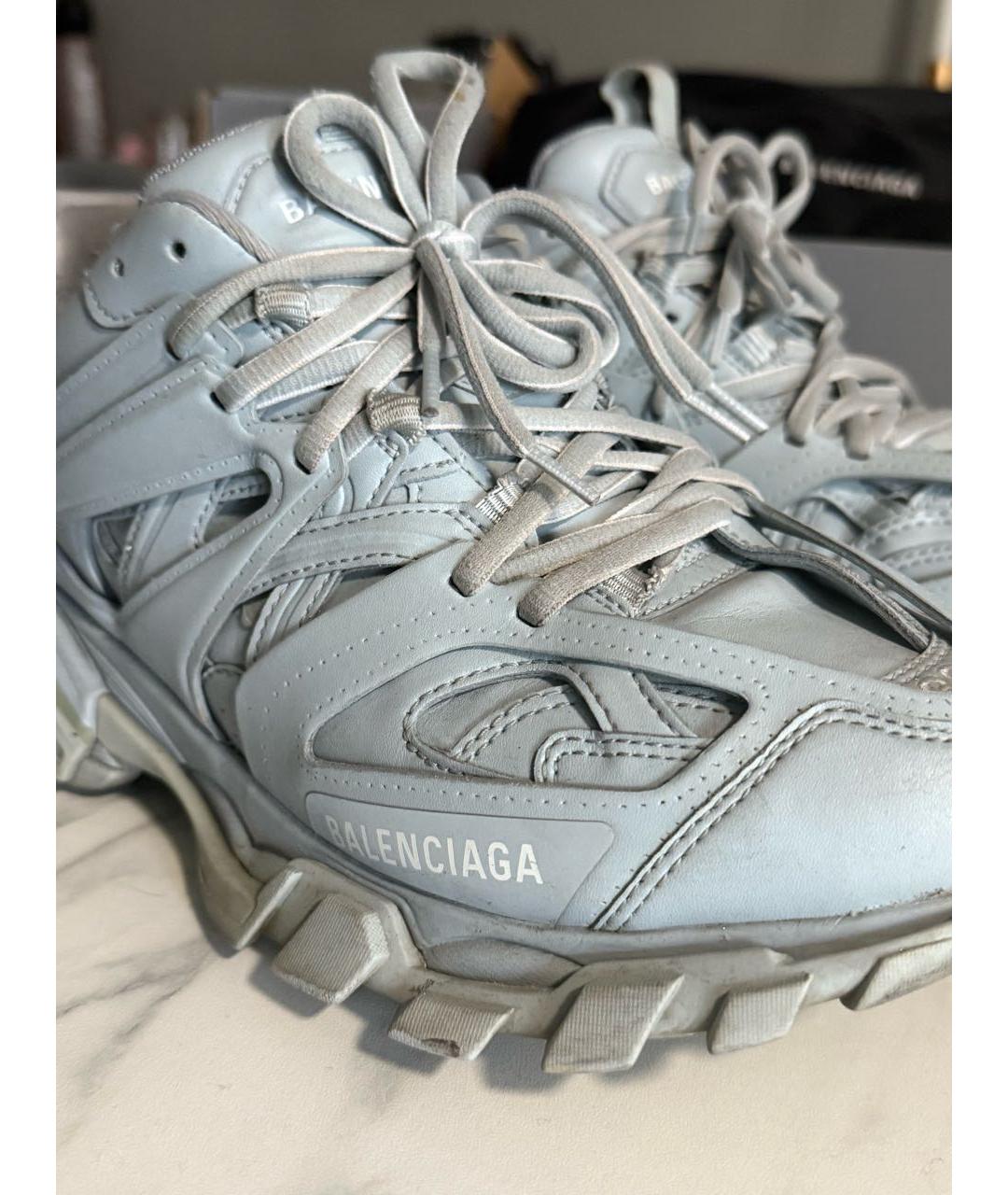 BALENCIAGA Голубые кроссовки из искусственной кожи, фото 6