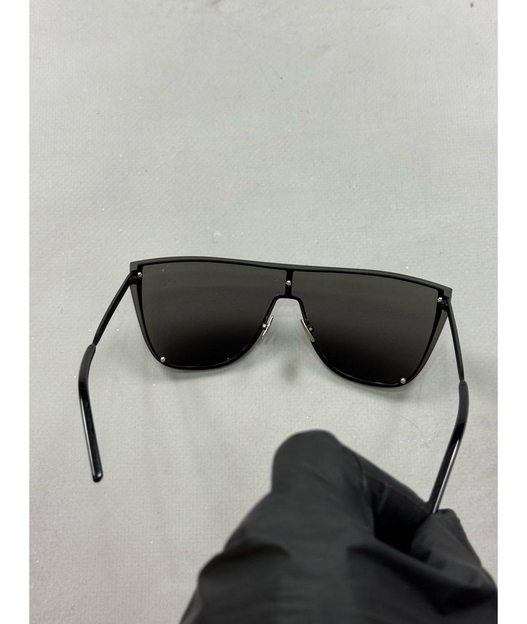 SAINT LAURENT Черные металлические солнцезащитные очки, фото 6