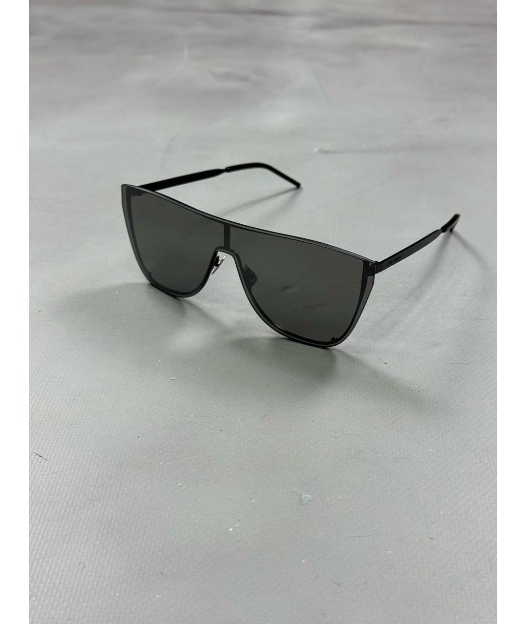 SAINT LAURENT Черные металлические солнцезащитные очки, фото 3