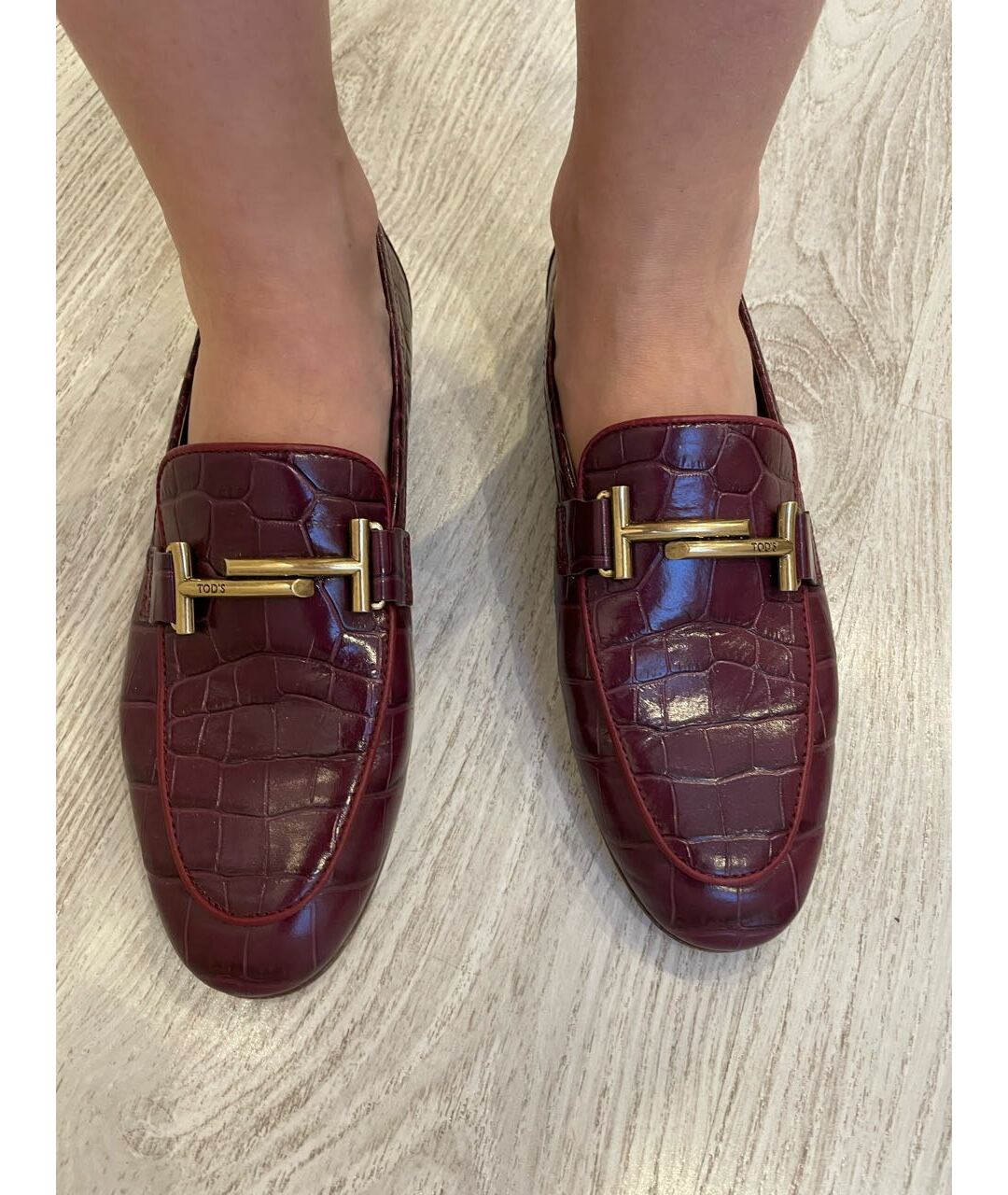 TOD'S Бордовые кожаные мокасины, фото 6
