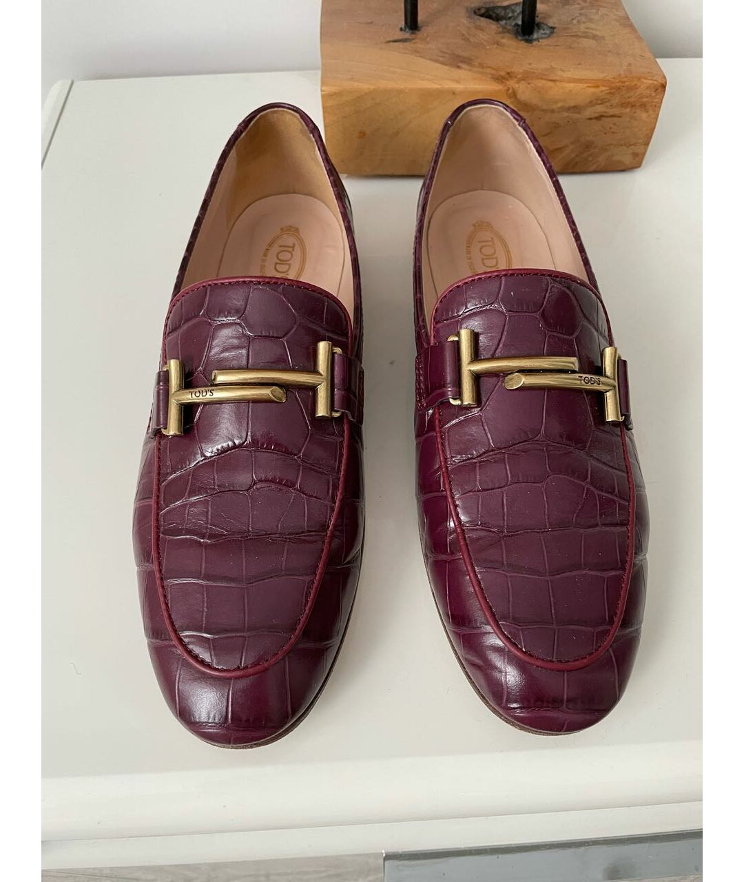 TOD'S Бордовые кожаные мокасины, фото 2