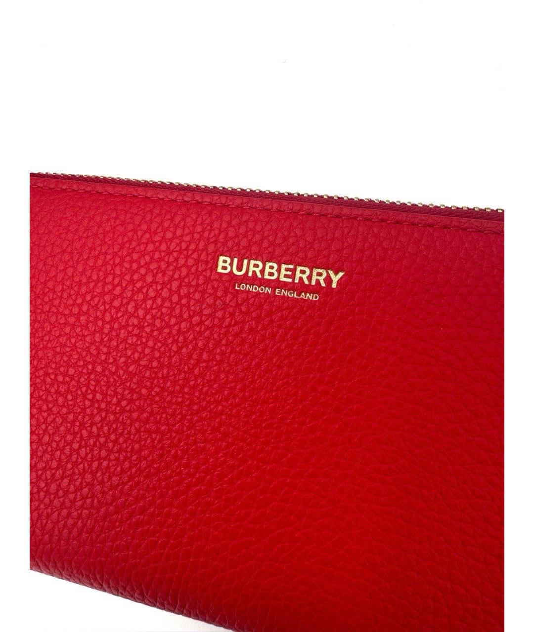 BURBERRY Красный кожаный кошелек, фото 4