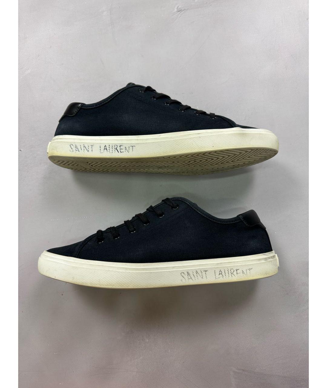 SAINT LAURENT Черные текстильные низкие кроссовки / кеды, фото 5