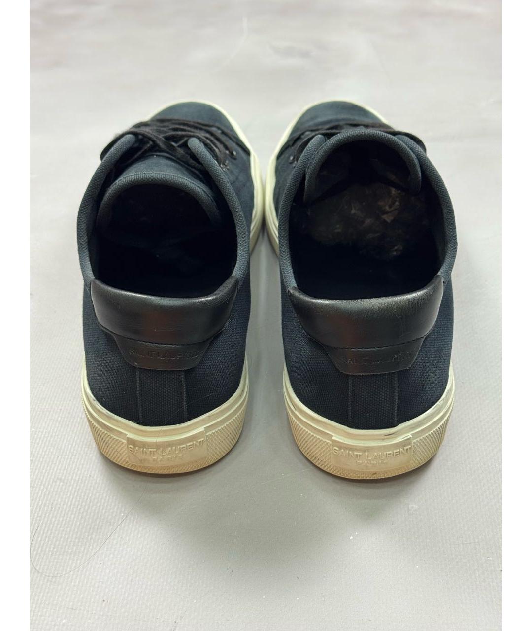 SAINT LAURENT Черные текстильные низкие кроссовки / кеды, фото 4