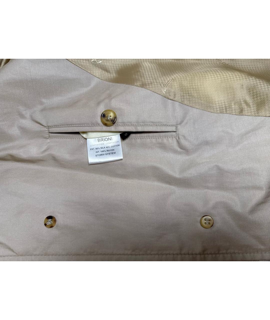 BRIONI Бежевый шелковый тренч / плащ, фото 4