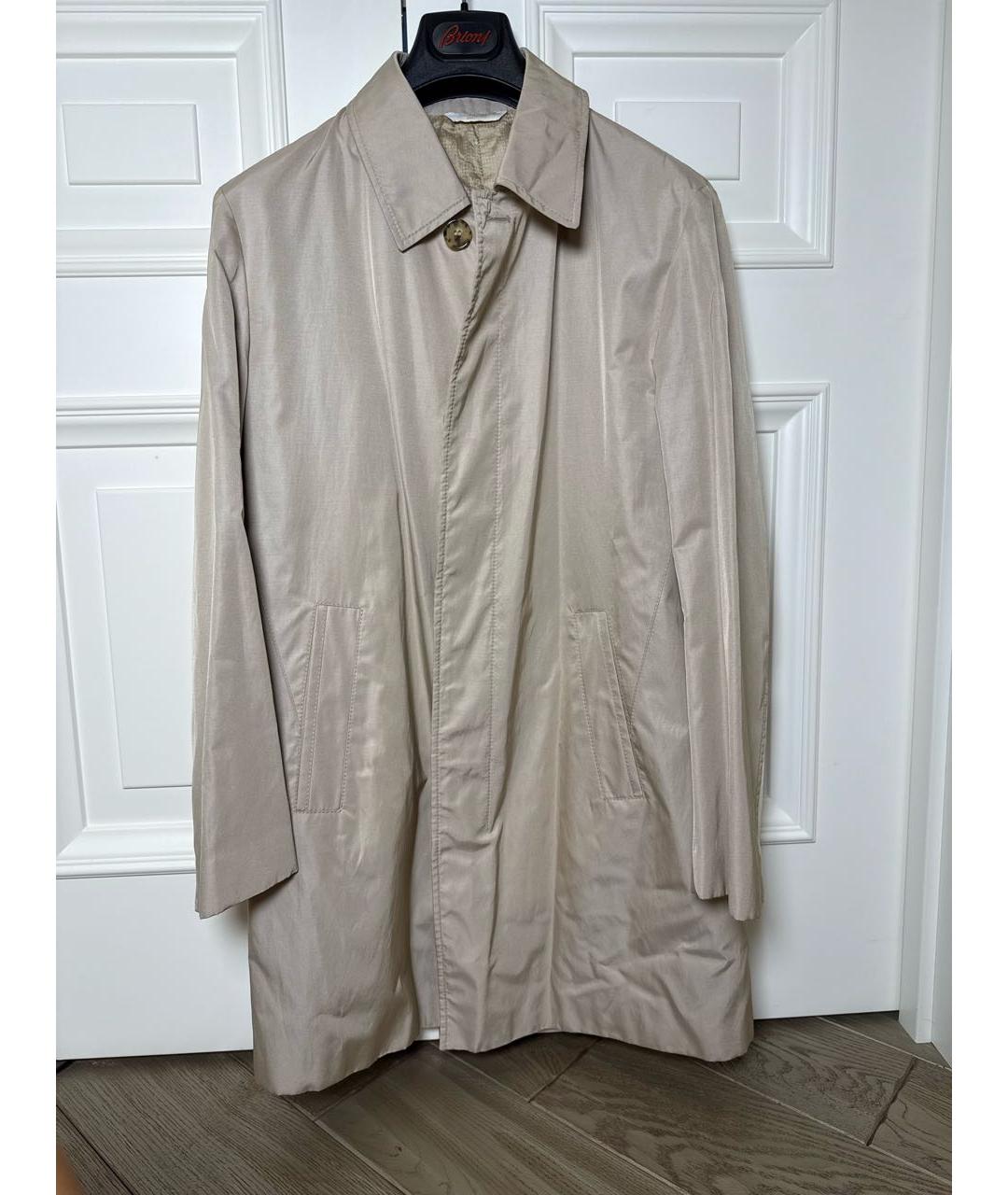 BRIONI Бежевый шелковый тренч / плащ, фото 5