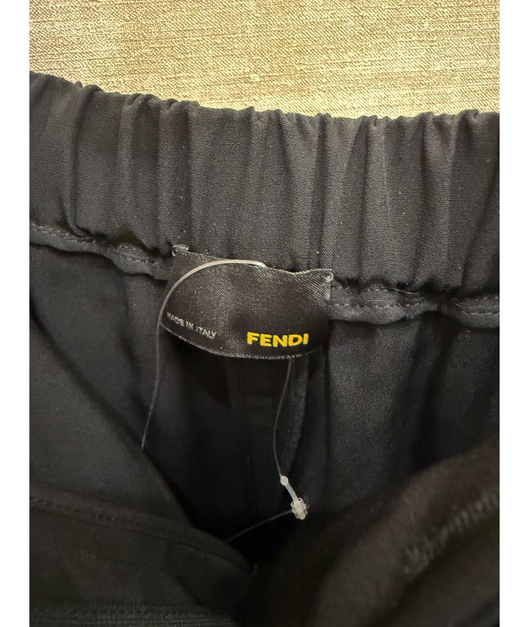 FENDI Черные шелковые брюки широкие, фото 4