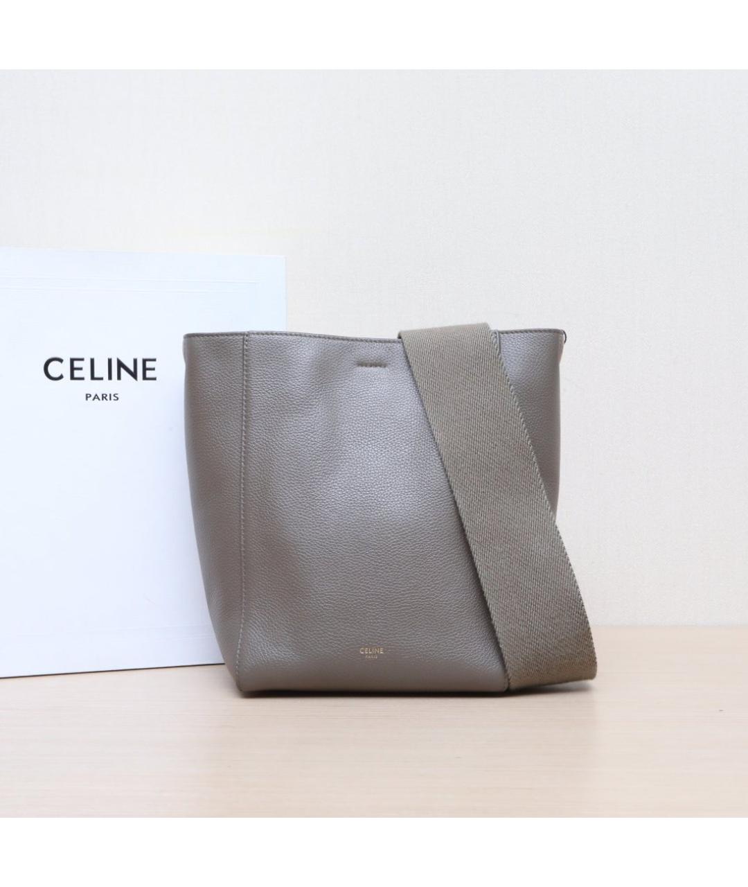 CELINE Серая кожаная сумка через плечо, фото 2