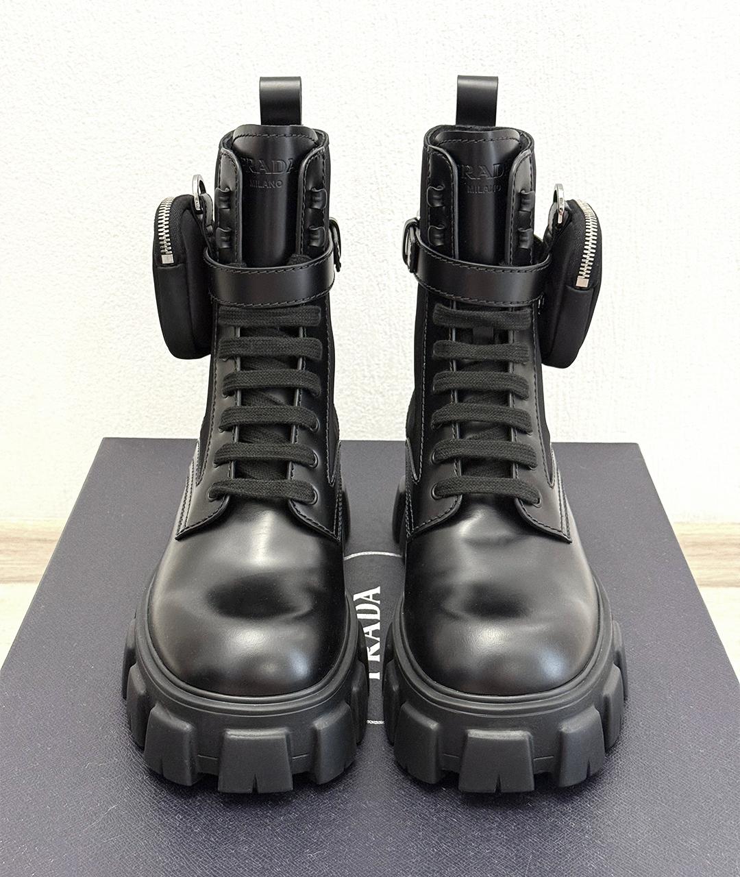 PRADA Черные кожаные ботинки, фото 5