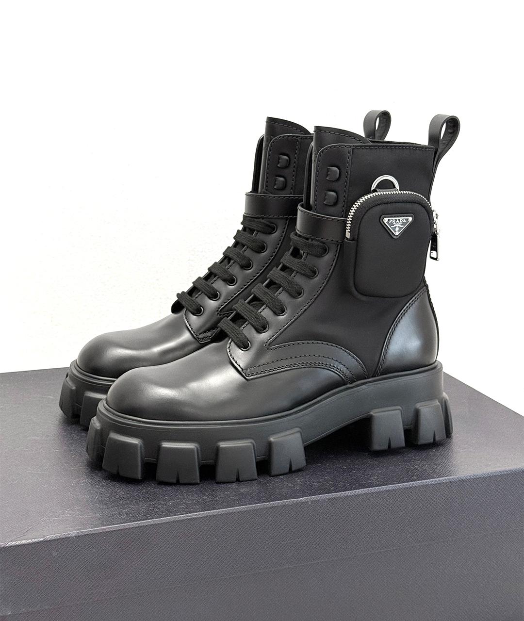 PRADA Черные кожаные ботинки, фото 3