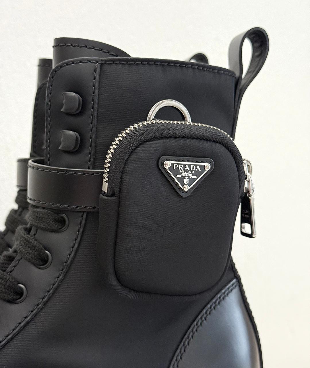 PRADA Черные кожаные ботинки, фото 4