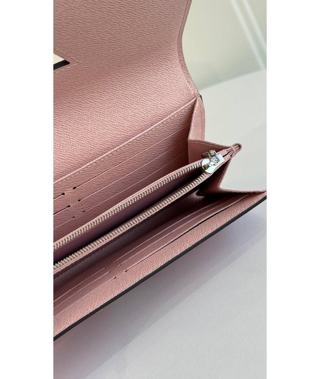 LOUIS VUITTON Розовый кожаный кошелек, фото 4