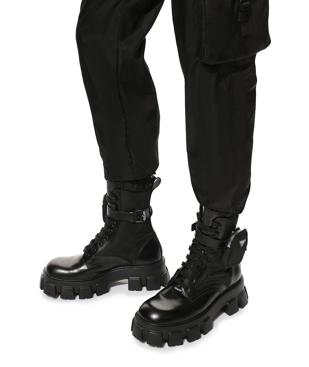 PRADA Черные кожаные высокие ботинки, фото 5