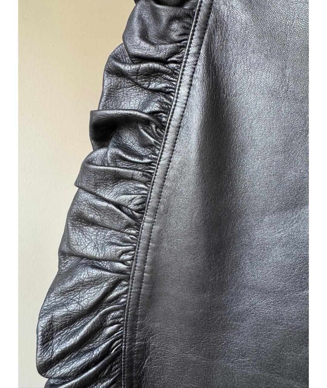 UNGARO Черная кожаная юбка миди, фото 4