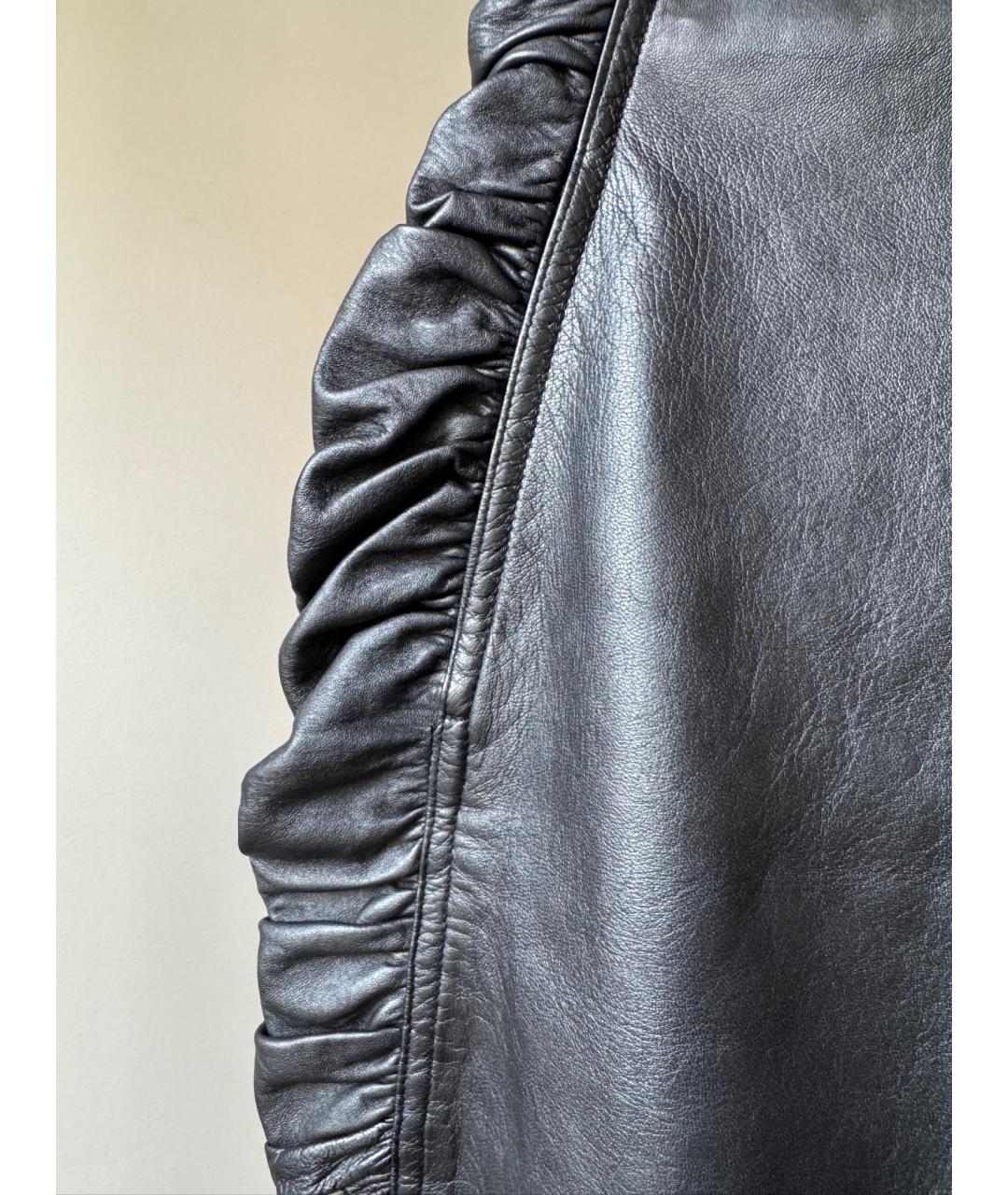 UNGARO Черная кожаная юбка миди, фото 3