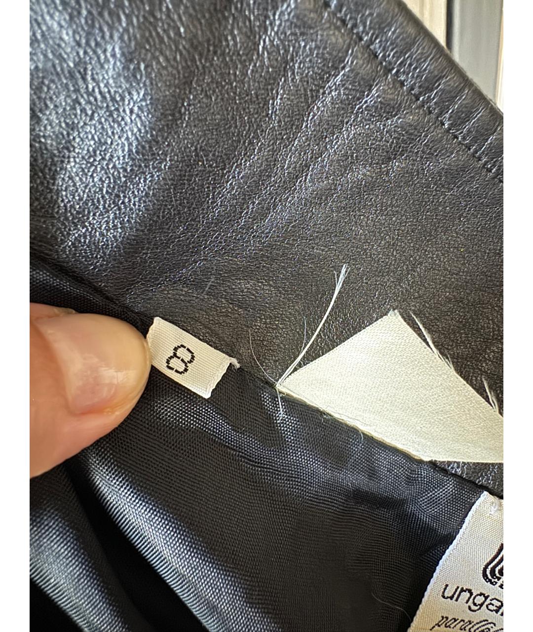 UNGARO Черная кожаная юбка миди, фото 6