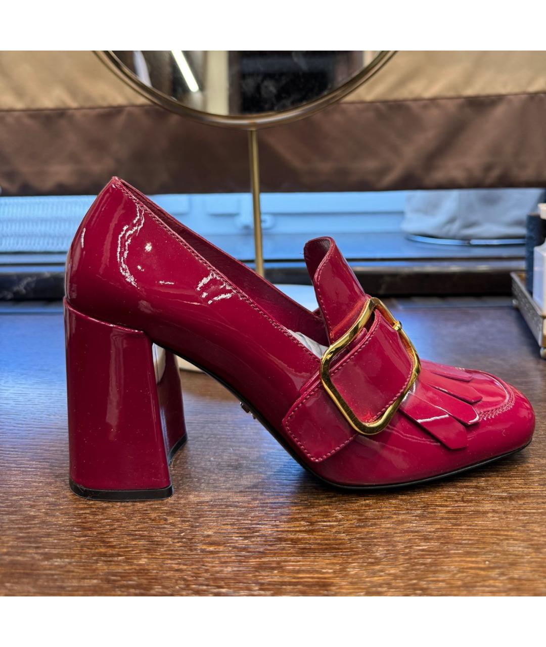 PRADA Бордовые кожаные туфли, фото 8