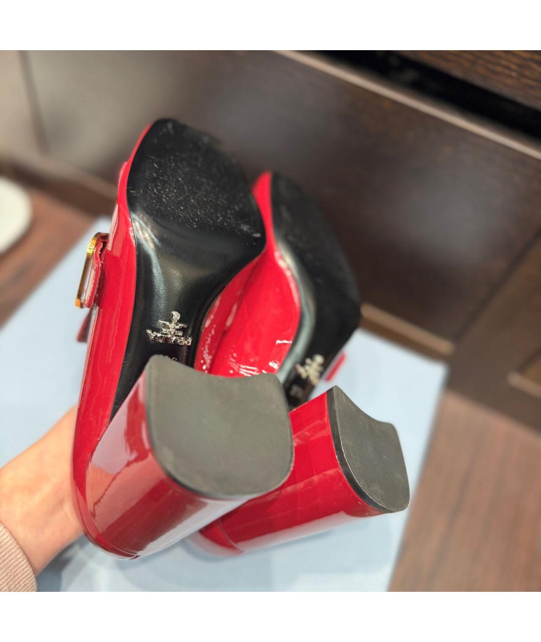 PRADA Бордовые кожаные туфли, фото 4