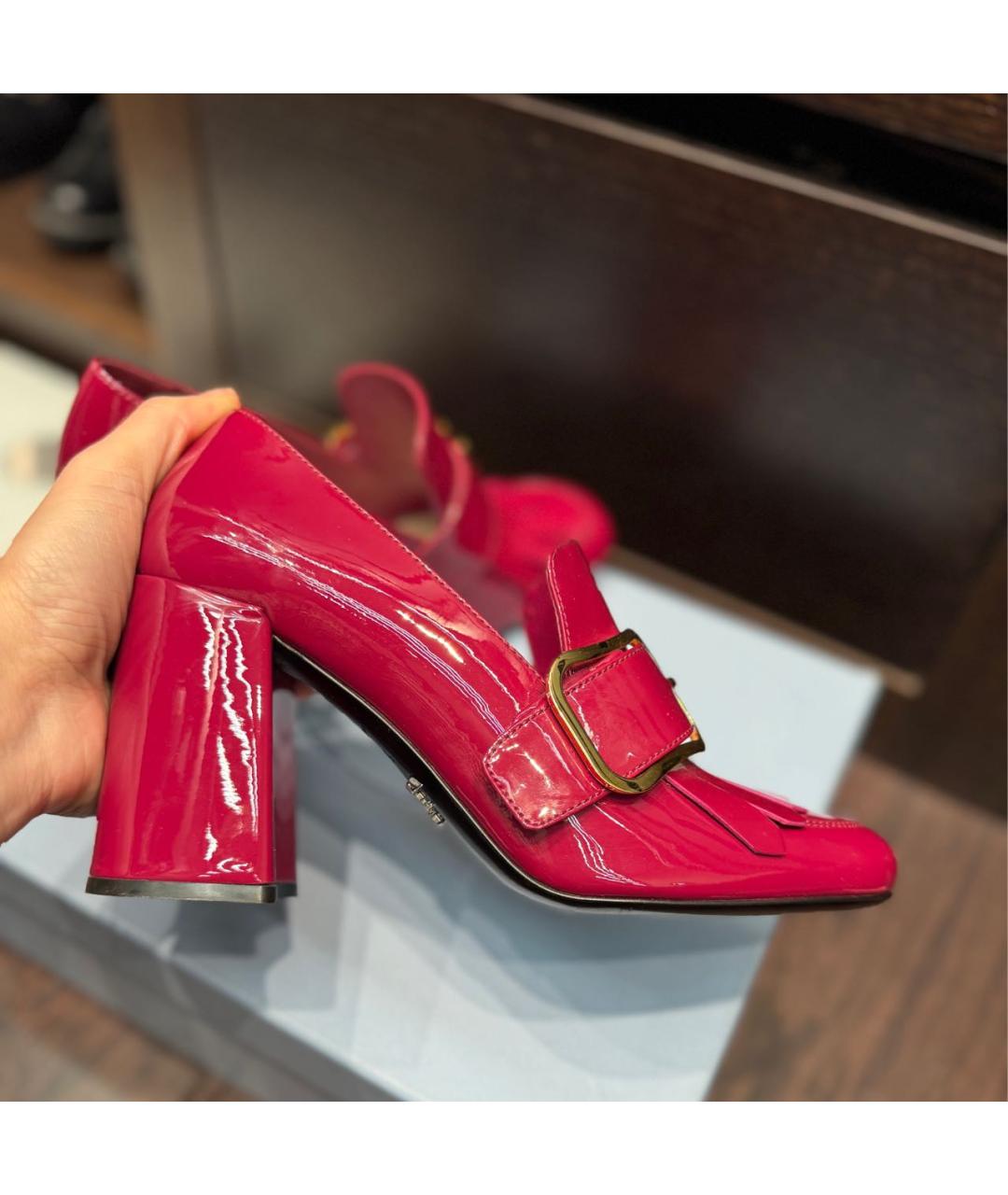 PRADA Бордовые кожаные туфли, фото 6