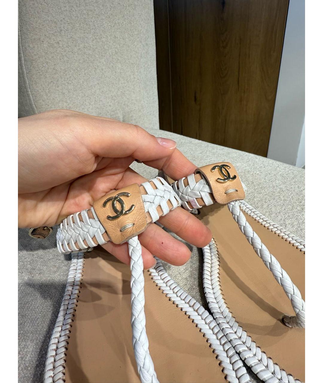 CHANEL Белые сандалии, фото 4
