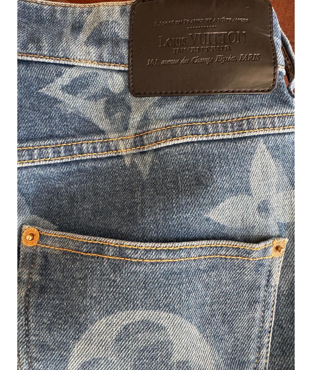 LOUIS VUITTON Синие хлопко-эластановые прямые джинсы, фото 7