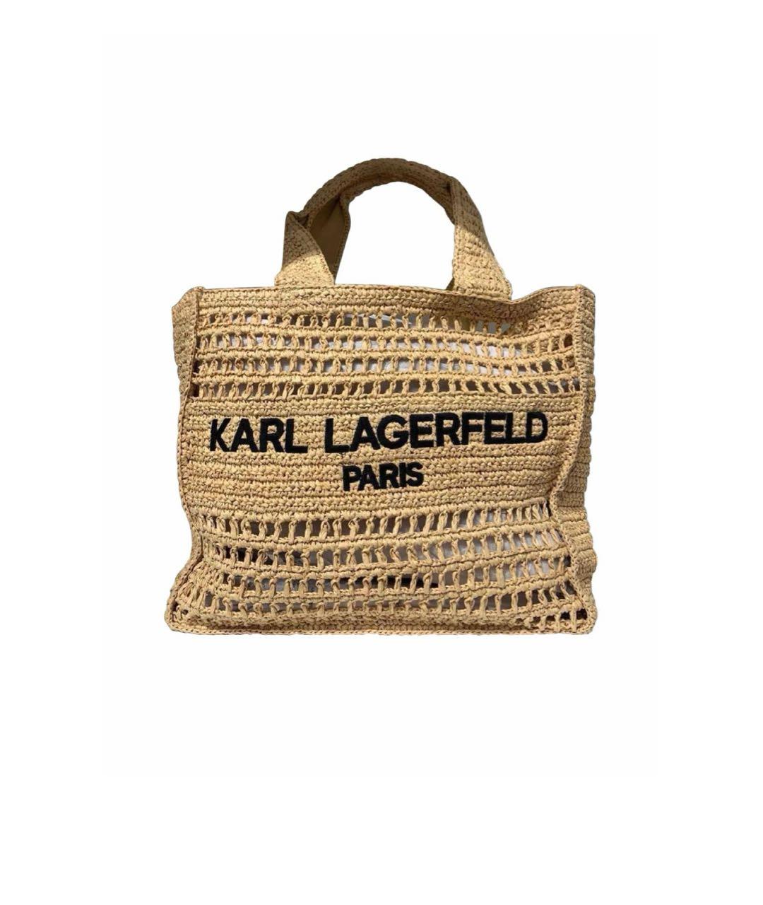 KARL LAGERFELD Бежевая пелетеная пляжная сумка, фото 5