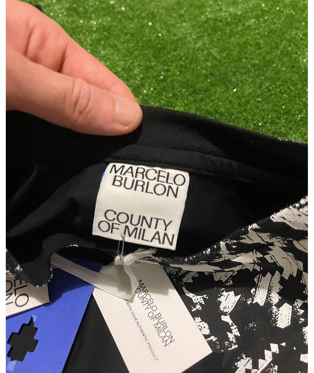 MARCELO BURLON Черная хлопковая футболка, фото 4