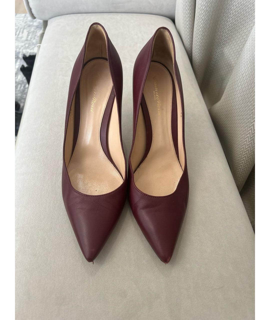 GIANVITO ROSSI Бордовые кожаные туфли, фото 2