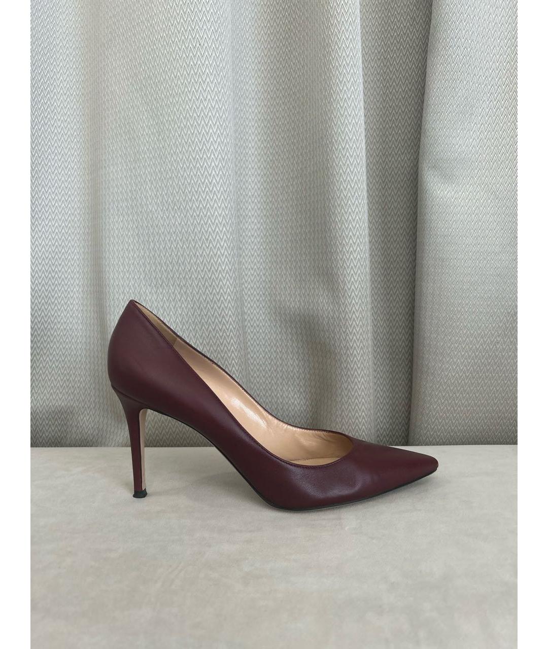 GIANVITO ROSSI Бордовые кожаные туфли, фото 5
