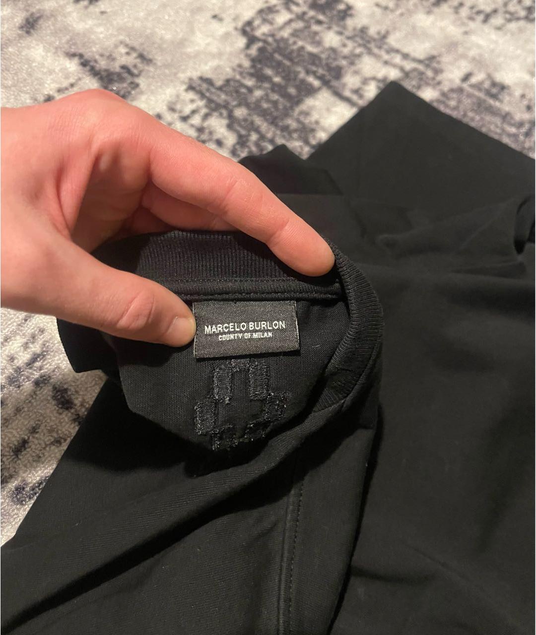 MARCELO BURLON Черная хлопковая футболка, фото 7