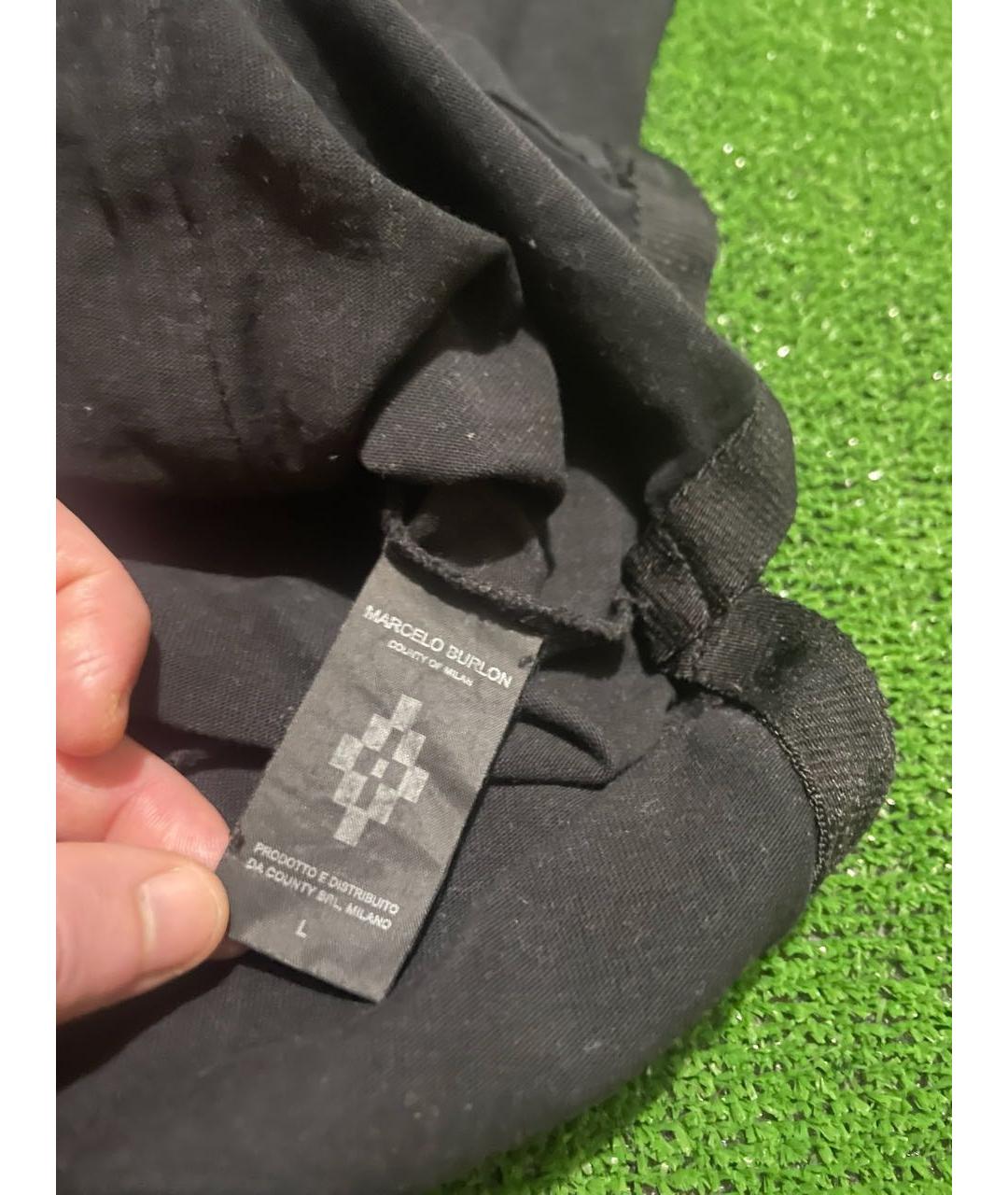 MARCELO BURLON Черная хлопковая футболка, фото 6