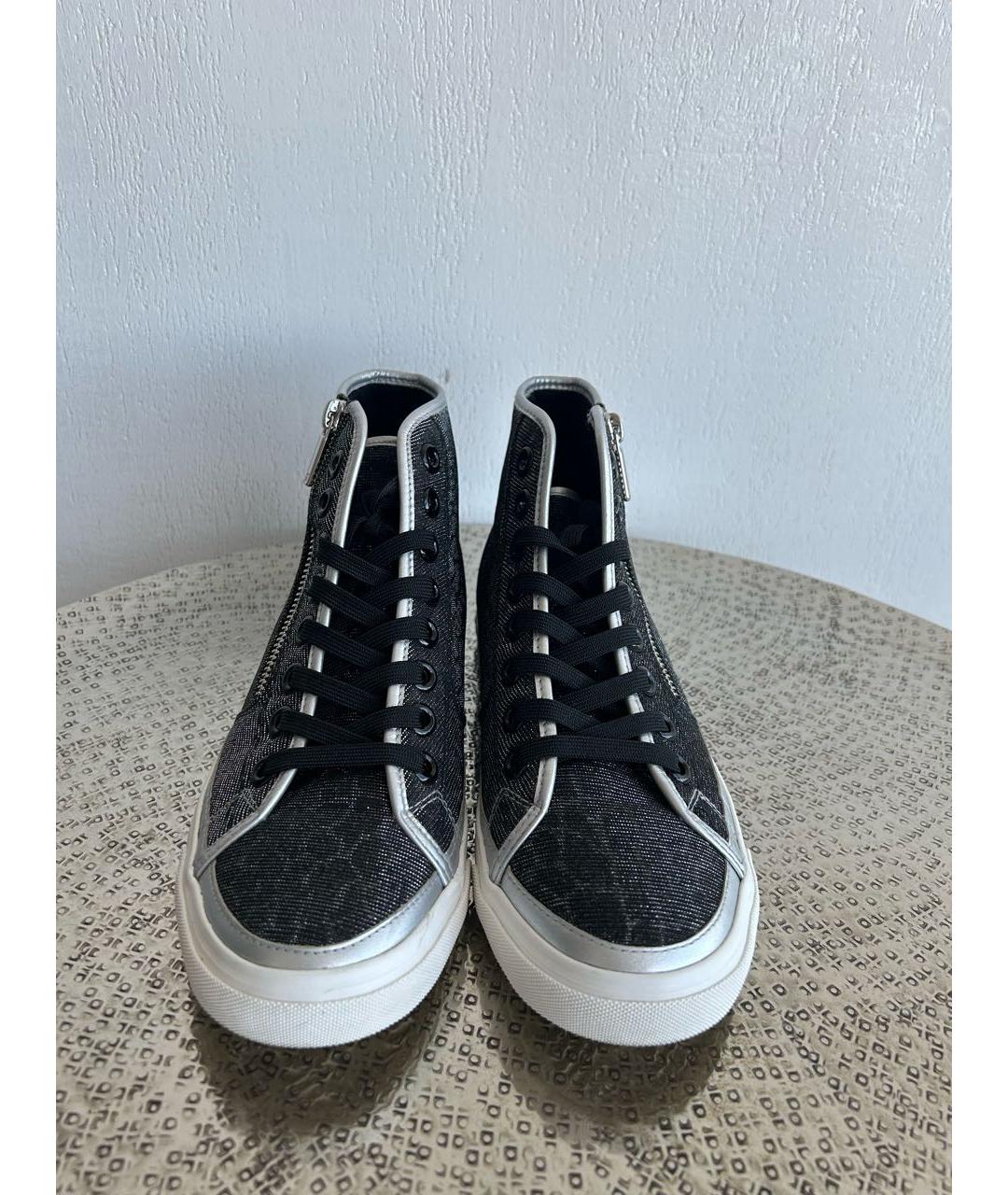 ARMANI JEANS Антрацитовые текстильные кеды, фото 2