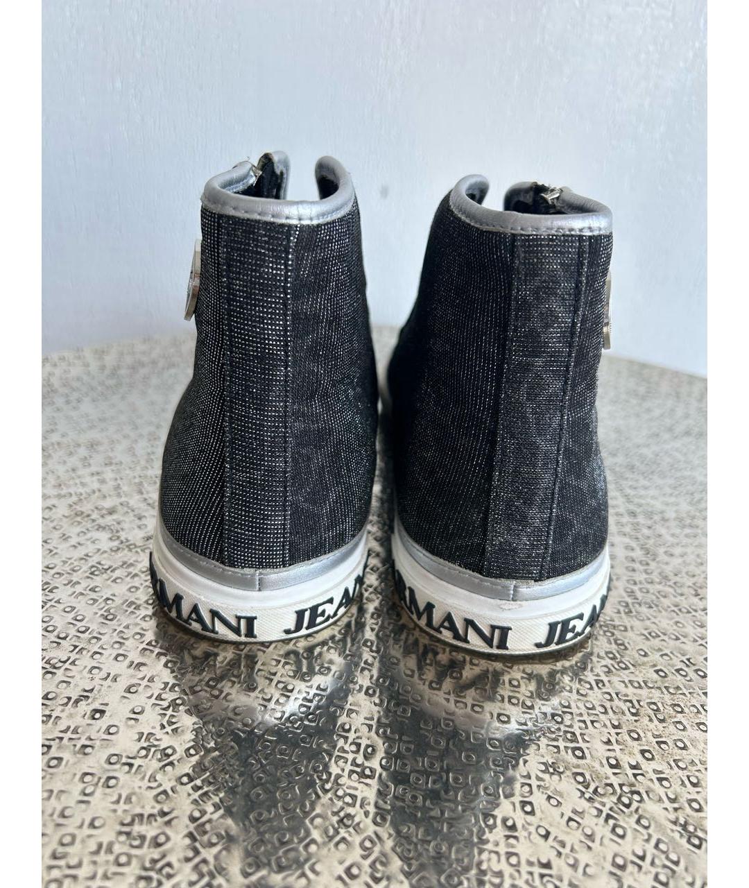 ARMANI JEANS Антрацитовые текстильные кеды, фото 4