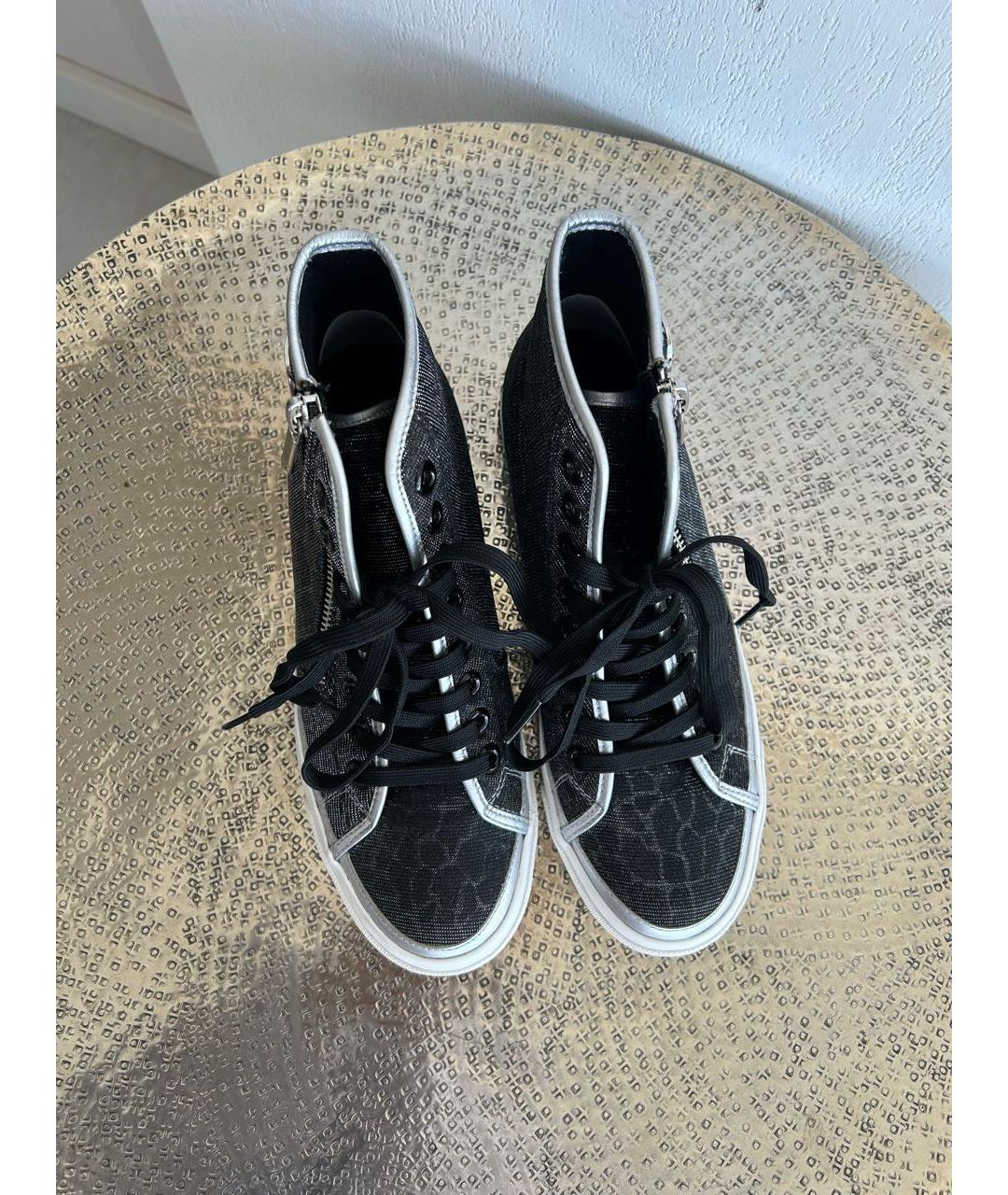 ARMANI JEANS Антрацитовые текстильные кеды, фото 7