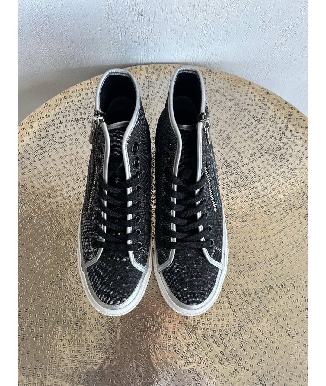 ARMANI JEANS Антрацитовые текстильные кеды, фото 5