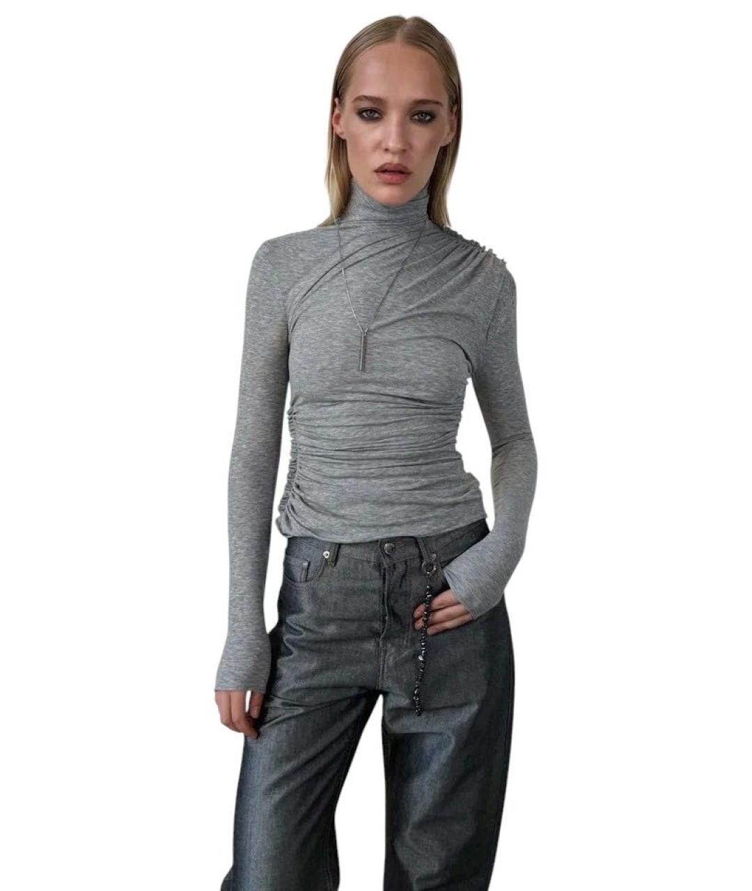 ATLEIN Серая хлопко-эластановая водолазка, фото 3